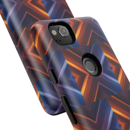 Stylish Tough Phone Case With Blue & Orange Abstract Design