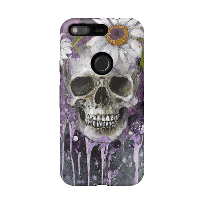Plum Skull and Daisy Tough Phone Case