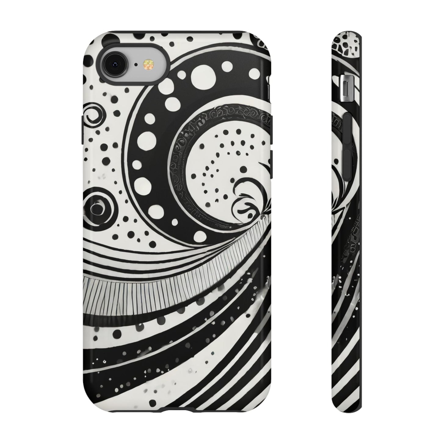 Artistic Black & White Swirl Tough Phone Case