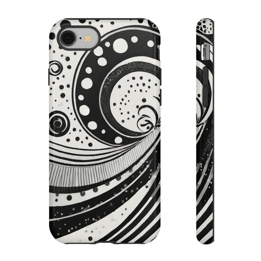 Artistic Black & White Swirl Tough Phone Case