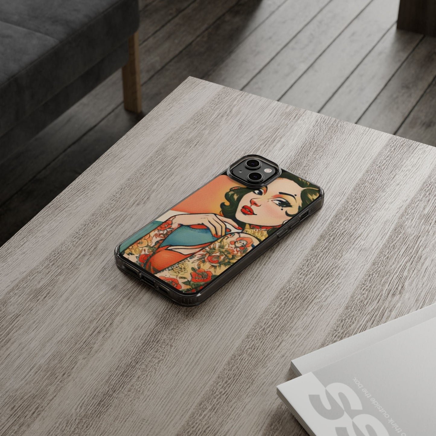 Retro Pin Up Clear Phone Case