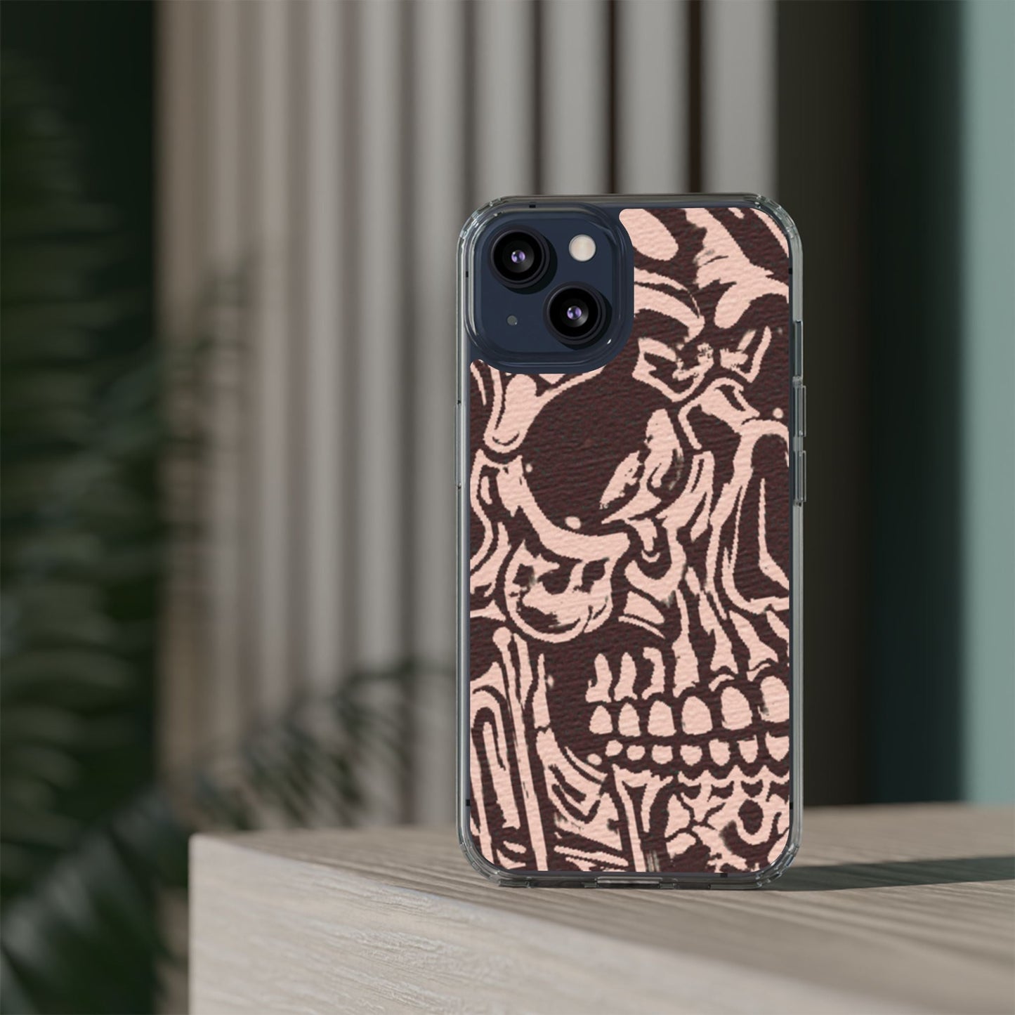 Gothic Abstract Skull Clear Phone Case