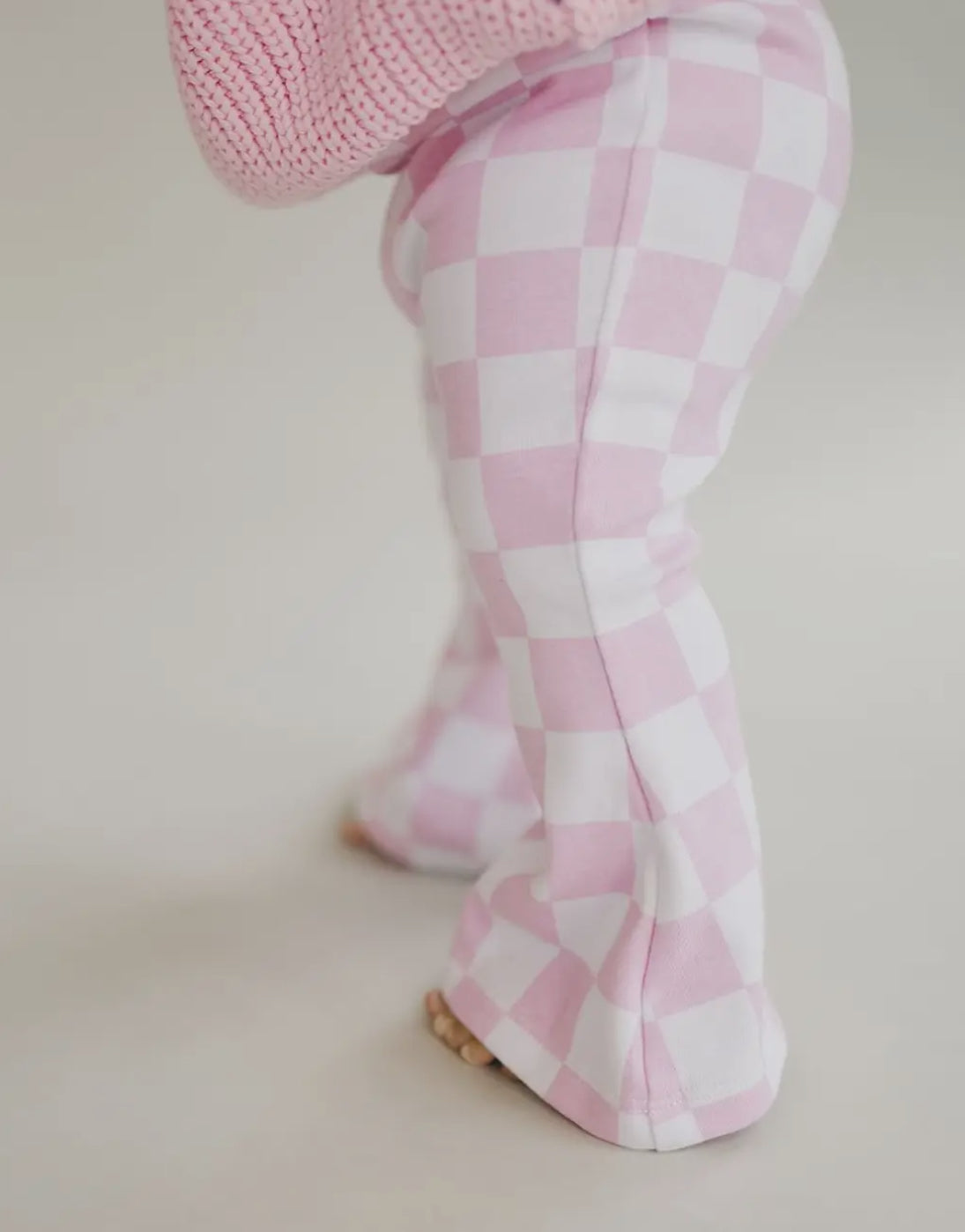 Pink Checkered Flare Leggings
