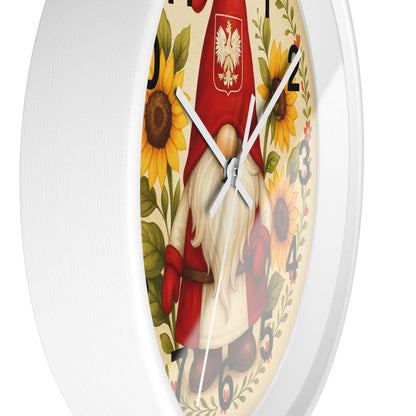 Polish Sunflower Gnome Wall Clock