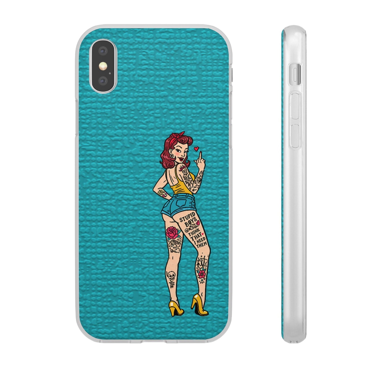 Sassy Pin-Up Stupid Boys Teal Flexi Phone Case
