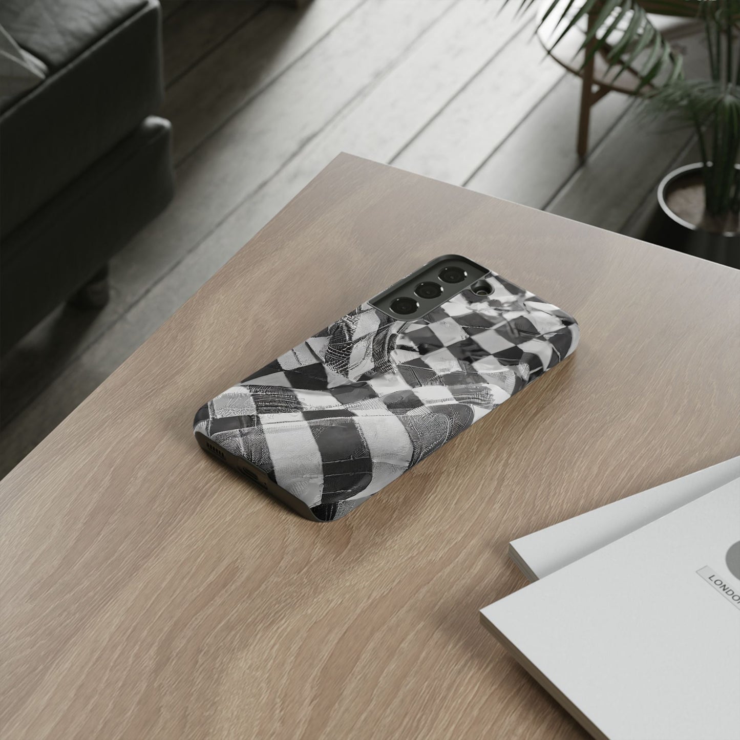 Abstract Checker Print Tough Phone Case