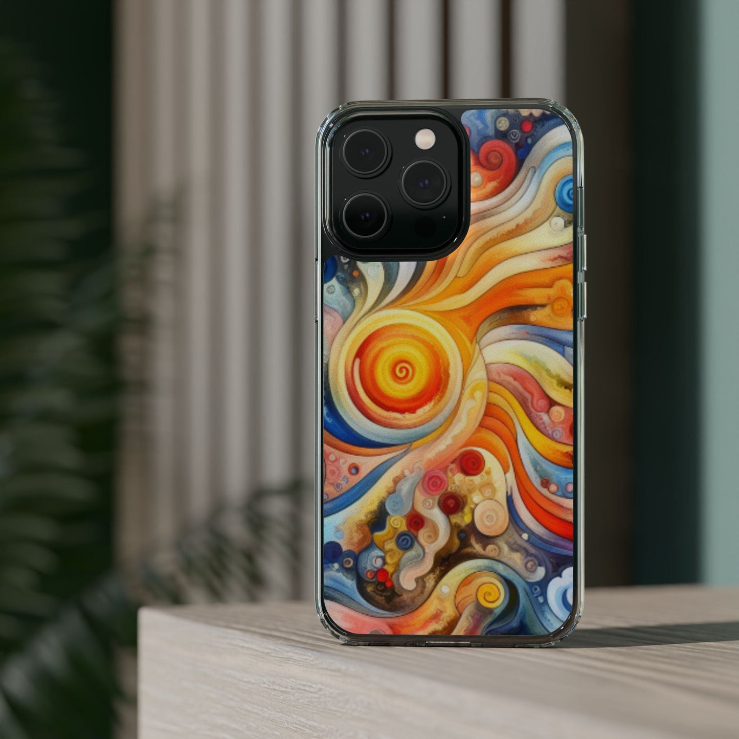 Colorful Abstract Swirl Clear Phone Case