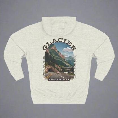 Glacier National Park Unisex Fit Fleece Hoodie Scenic Going to The Sun Road Big Horned Sheep