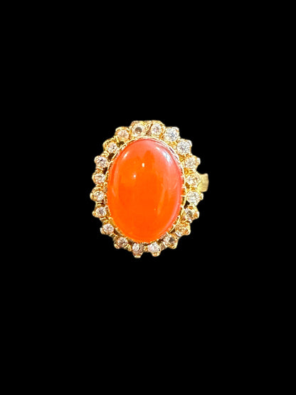 DJR98 Natural aqeeq / orange agate ring ( SHIPS IN 4 WEEKS  )