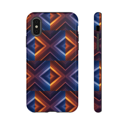 Stylish Tough Phone Case With Blue & Orange Abstract Design