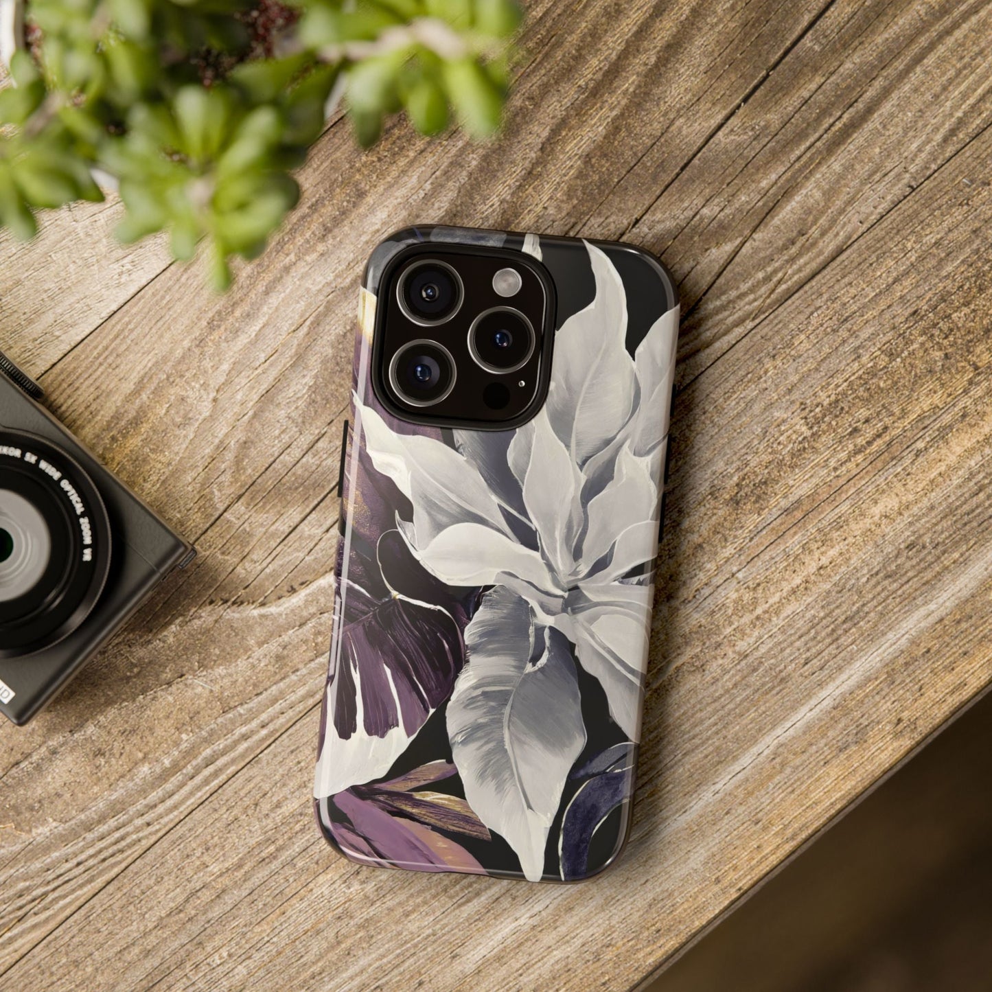 White & Plum Floral Tough Phone Case