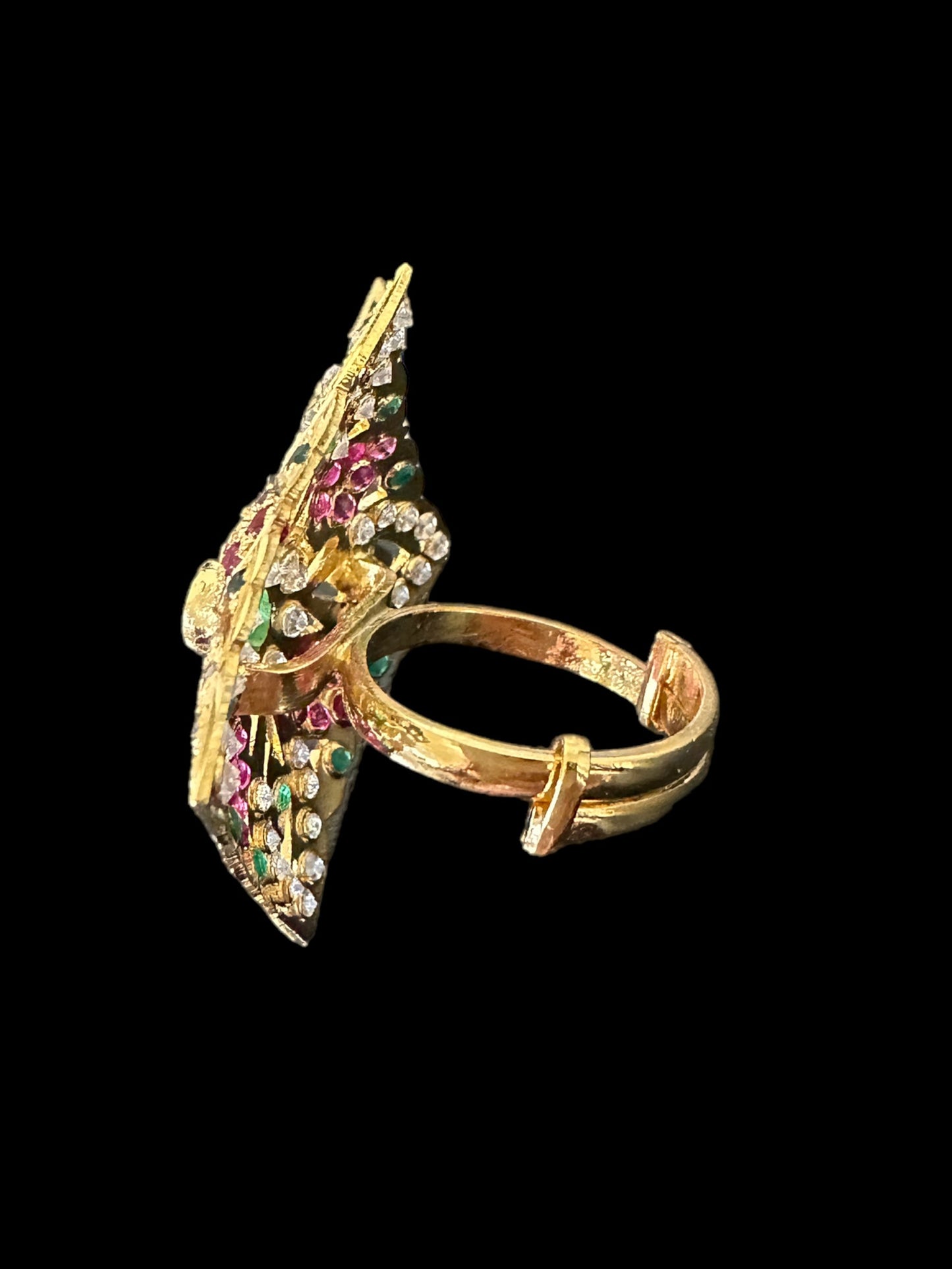 Ruby emerald gold plated silver ring ( READY TO SHIP )