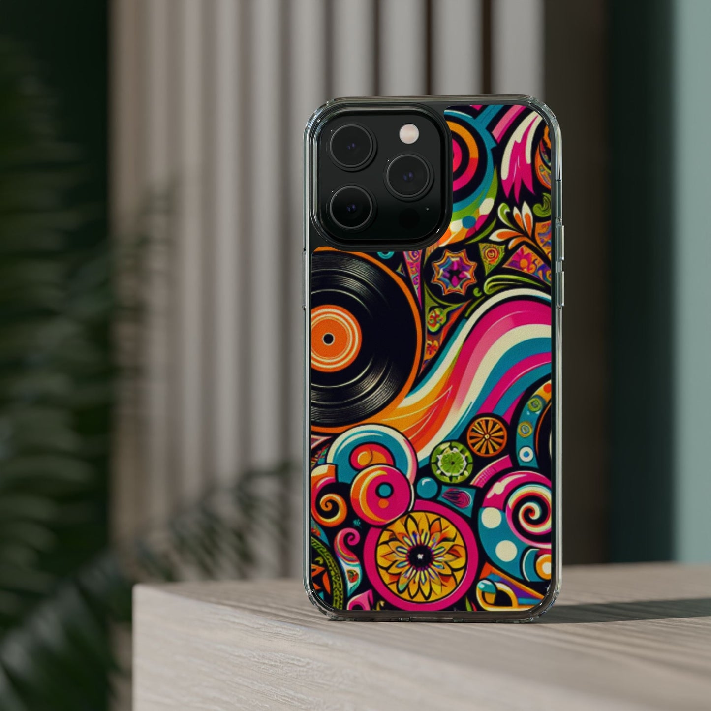 Colorful Vinyl Record Clear Phone Case