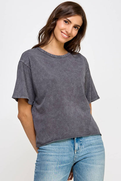 Mineral Washed Long Cropped T-Shirt