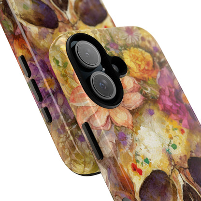 Unique Floral Skull Tough Phone Case