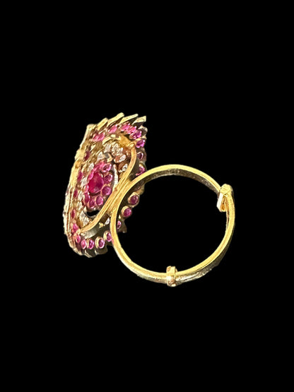 Ruby zircon gold plated silver ring ( READY TO SHIP)