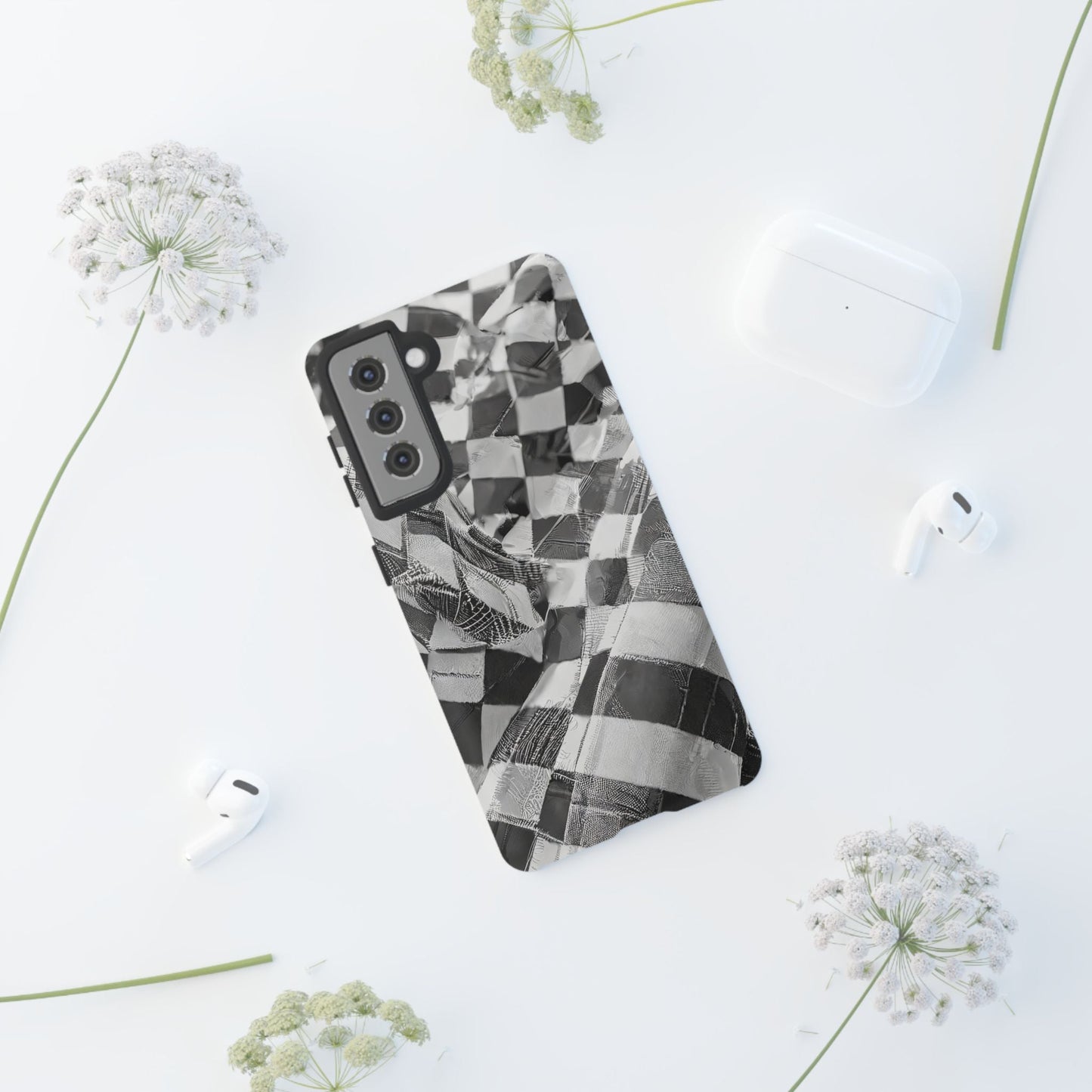 Abstract Checker Print Tough Phone Case