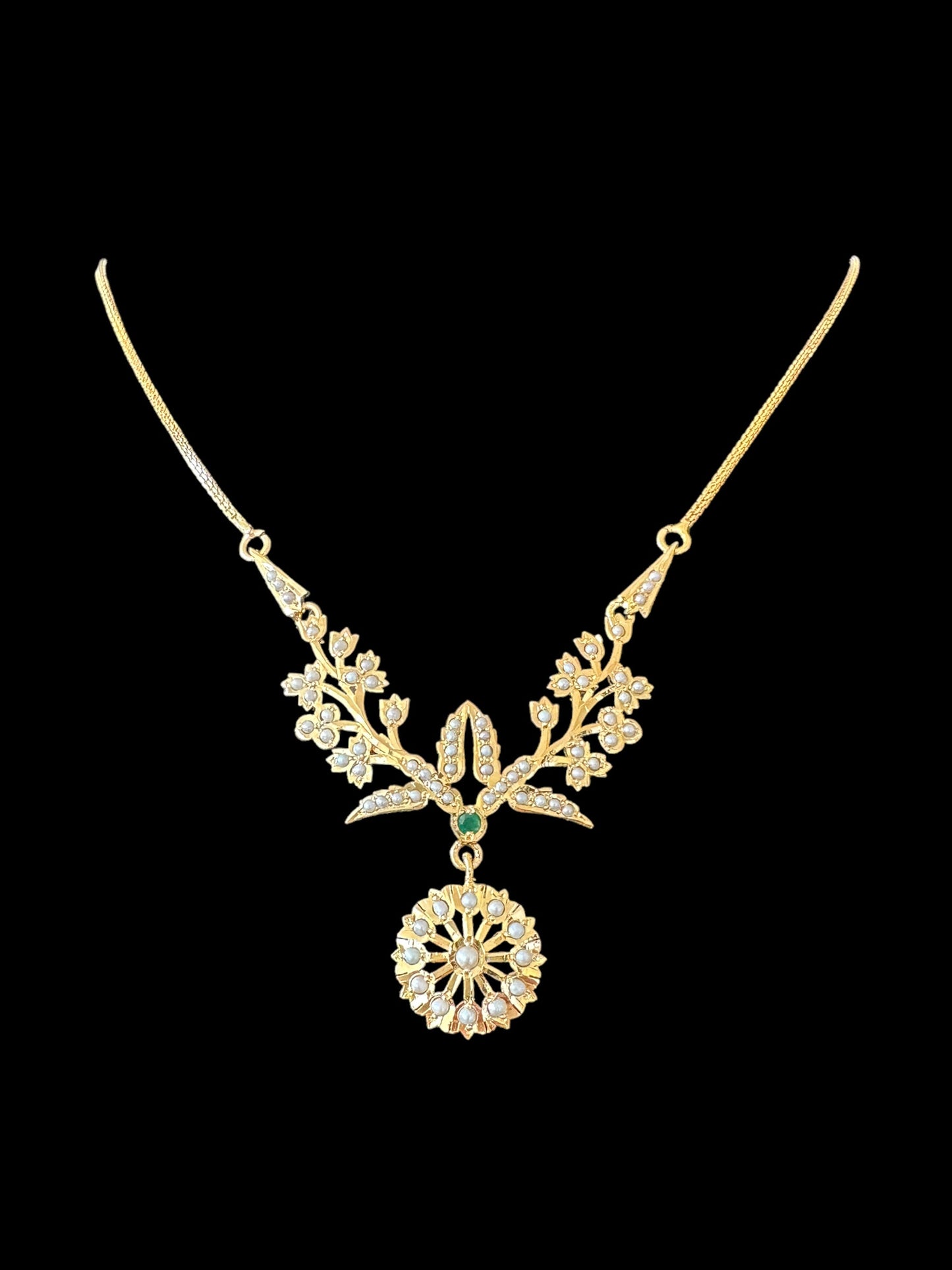 Gold plated silver necklace earrings set in fresh water pearls ( SHIPS IN 4 WEEKS )