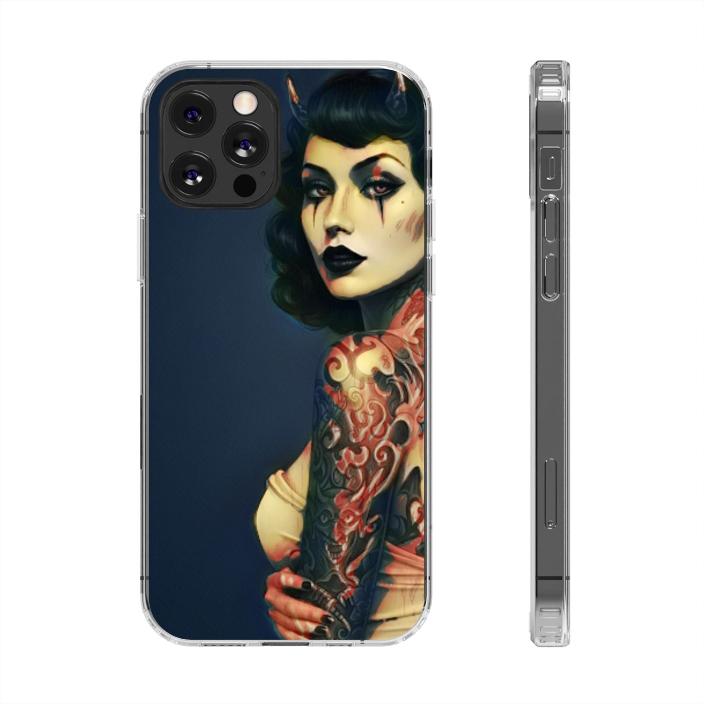 Gothic Devilish Tattooed Beauty Clear Phone Case