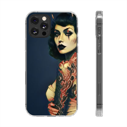 Gothic Devilish Tattooed Beauty Clear Phone Case