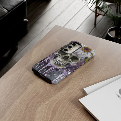 Plum Skull and Daisy Tough Phone Case