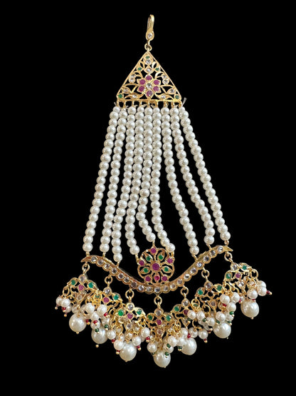 DJHR112 Diya jhoomar in red green  ( READY TO SHIP )