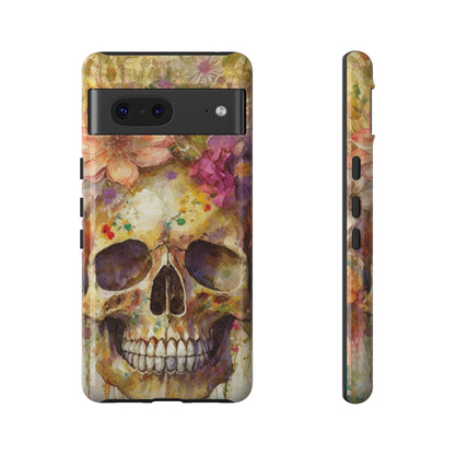 Unique Floral Skull Tough Phone Case