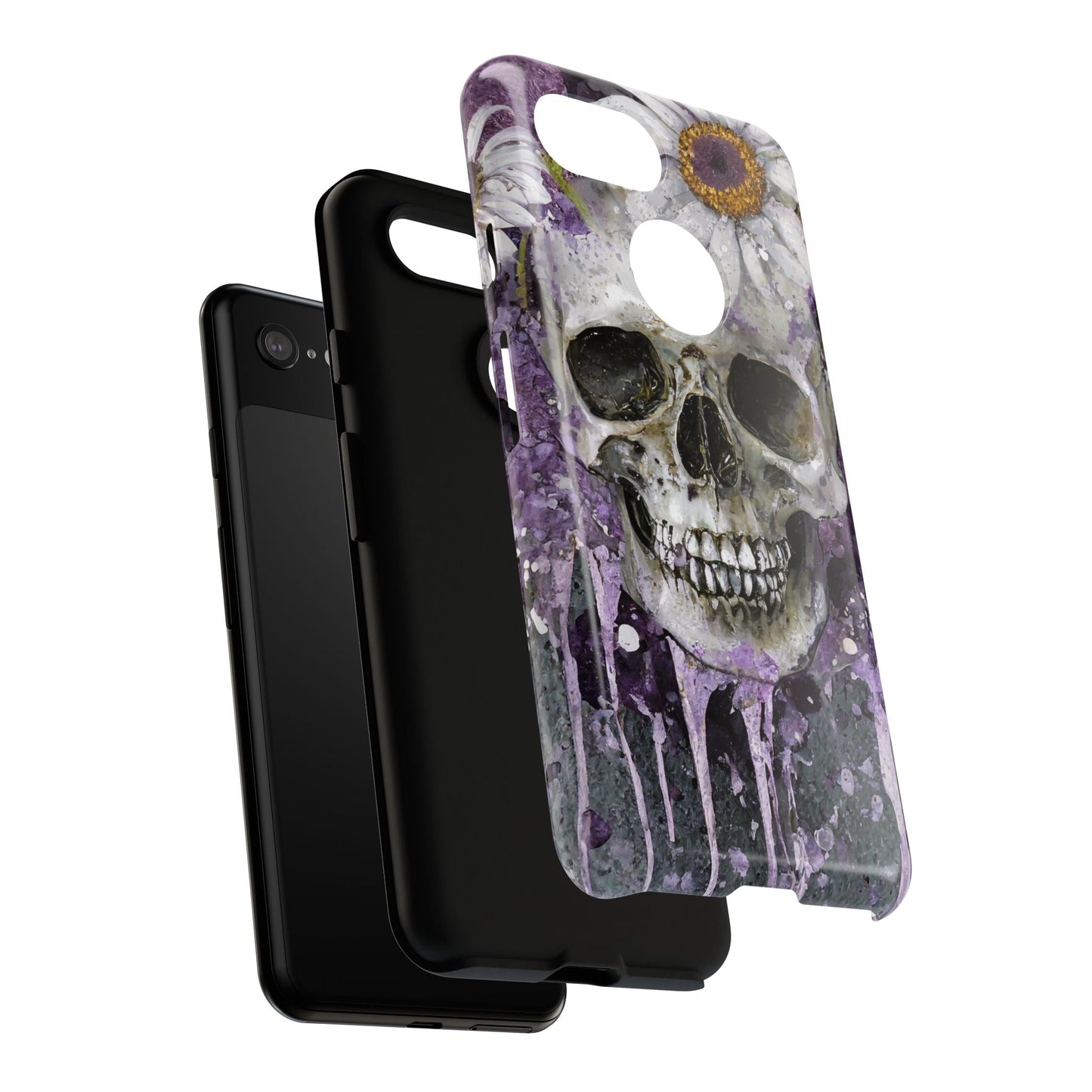 Plum Skull and Daisy Tough Phone Case