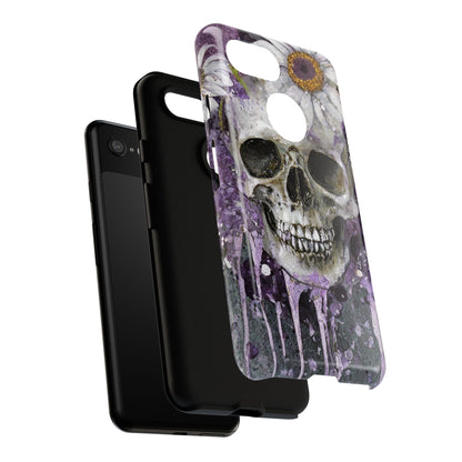 Plum Skull and Daisy Tough Phone Case