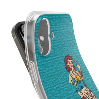 Sassy Pin-Up Stupid Boys Teal Flexi Phone Case