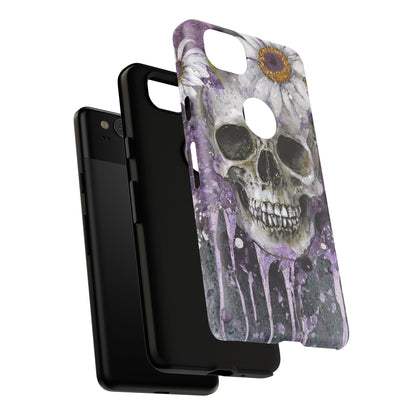 Plum Skull and Daisy Tough Phone Case