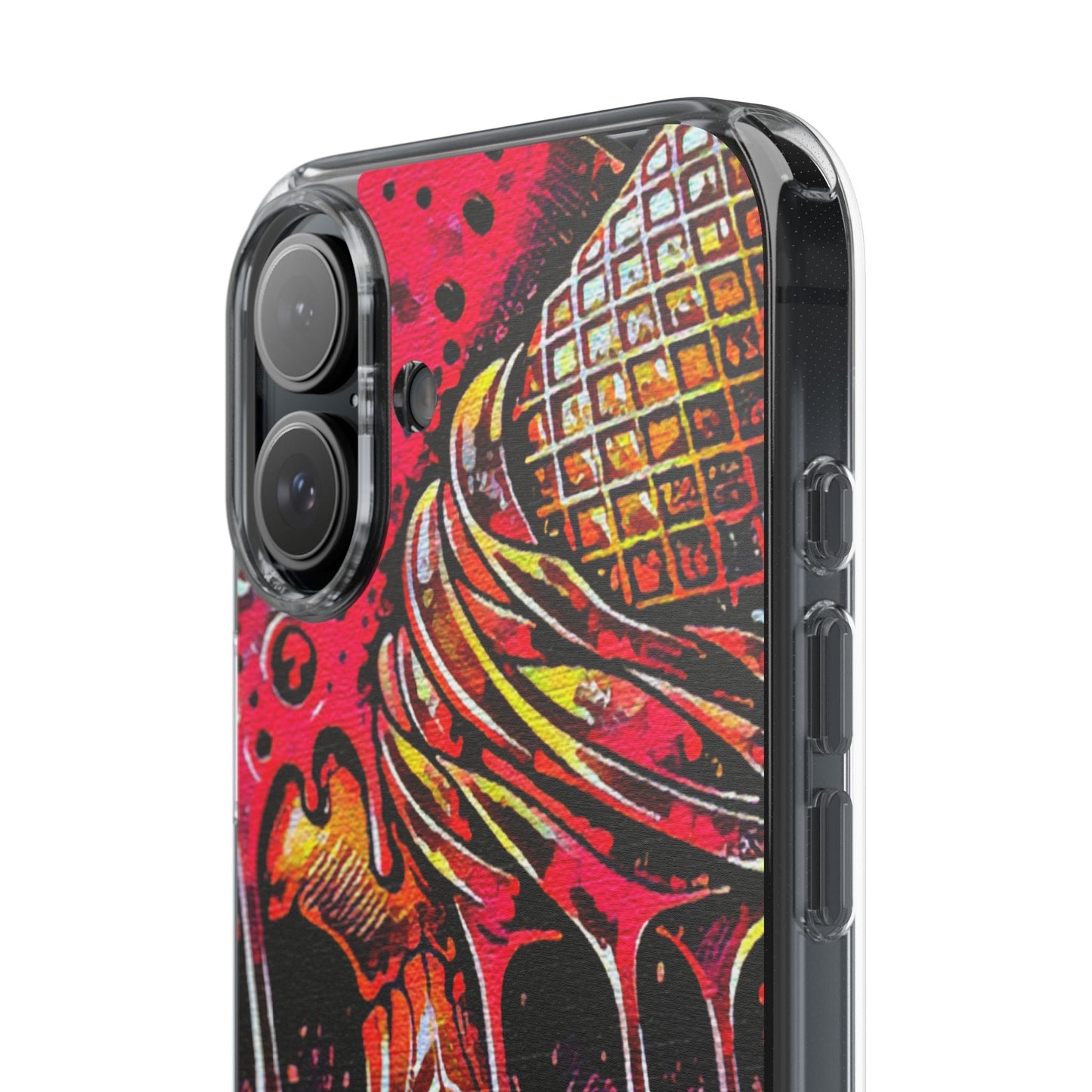 Neon Ice Cream Skull Clear Phone Case