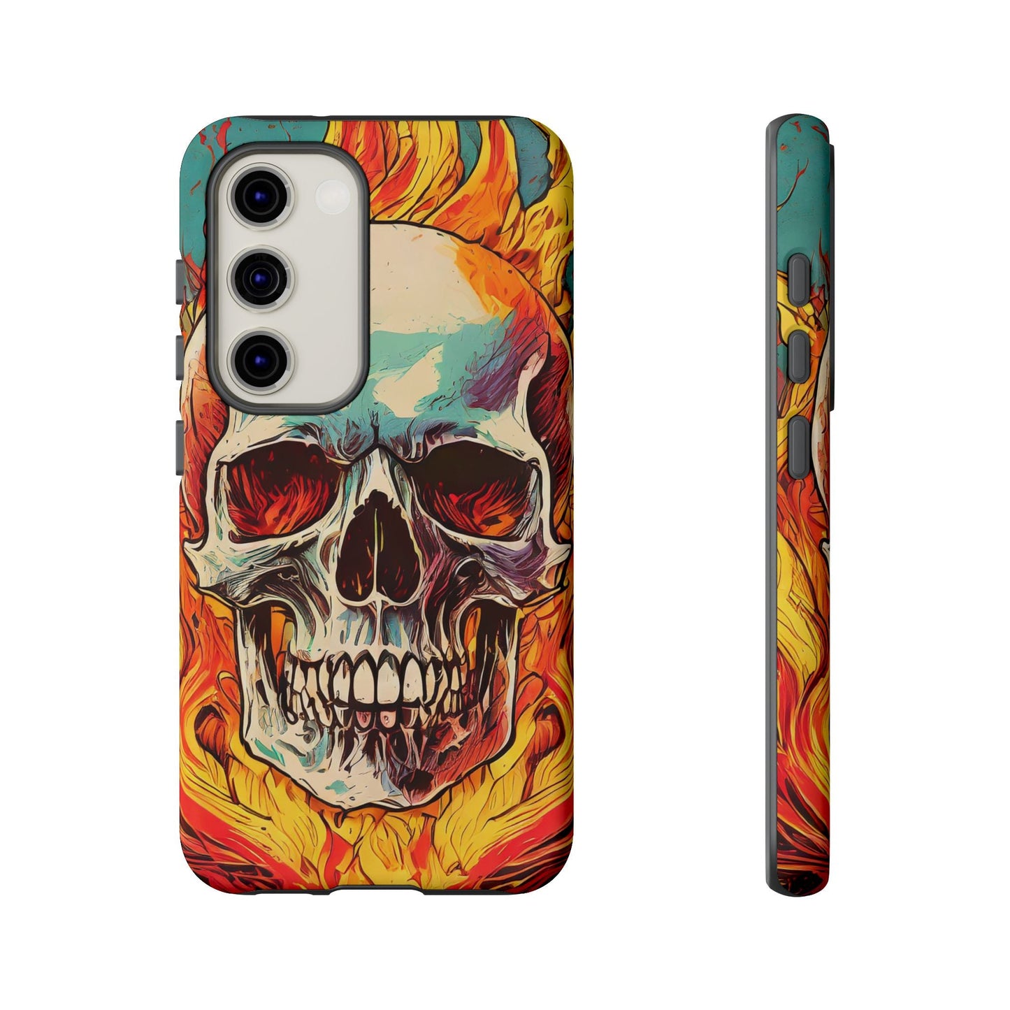 Flaming Skull Tough Phone Case