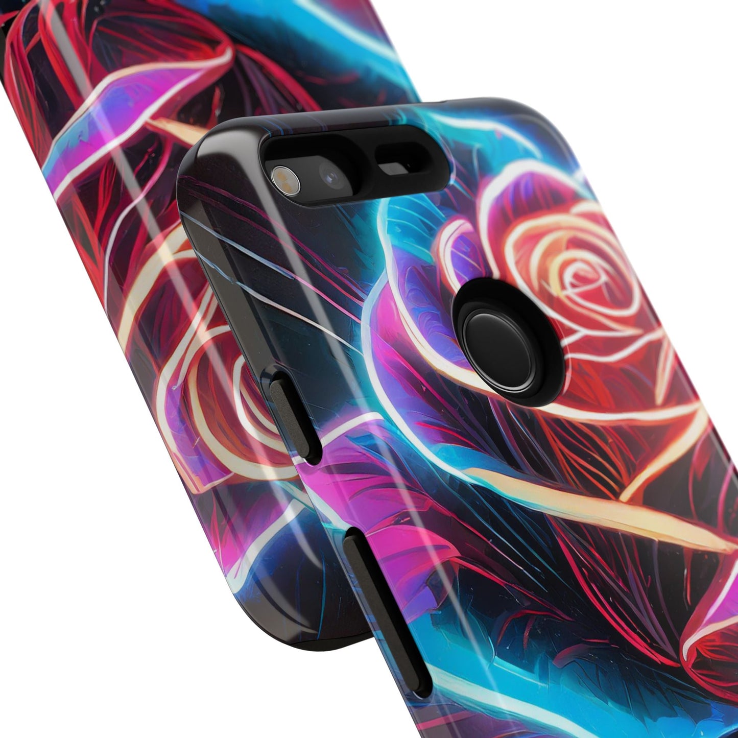 Artistic Neon Rose Tough Phone Case