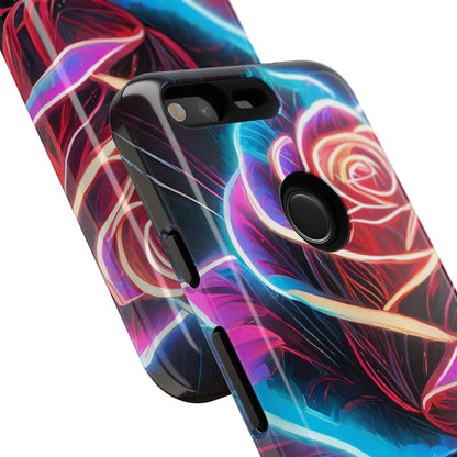 Artistic Neon Rose Tough Phone Case