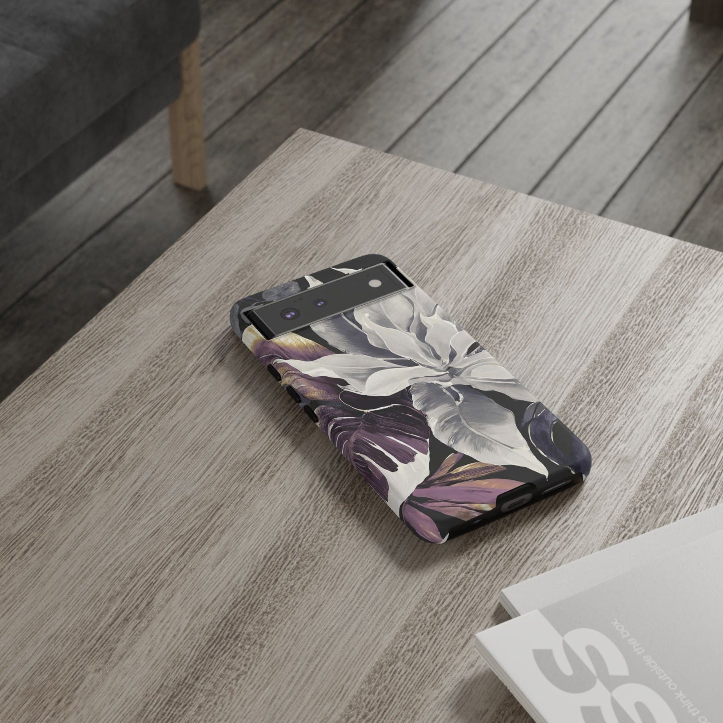 White & Plum Floral Tough Phone Case
