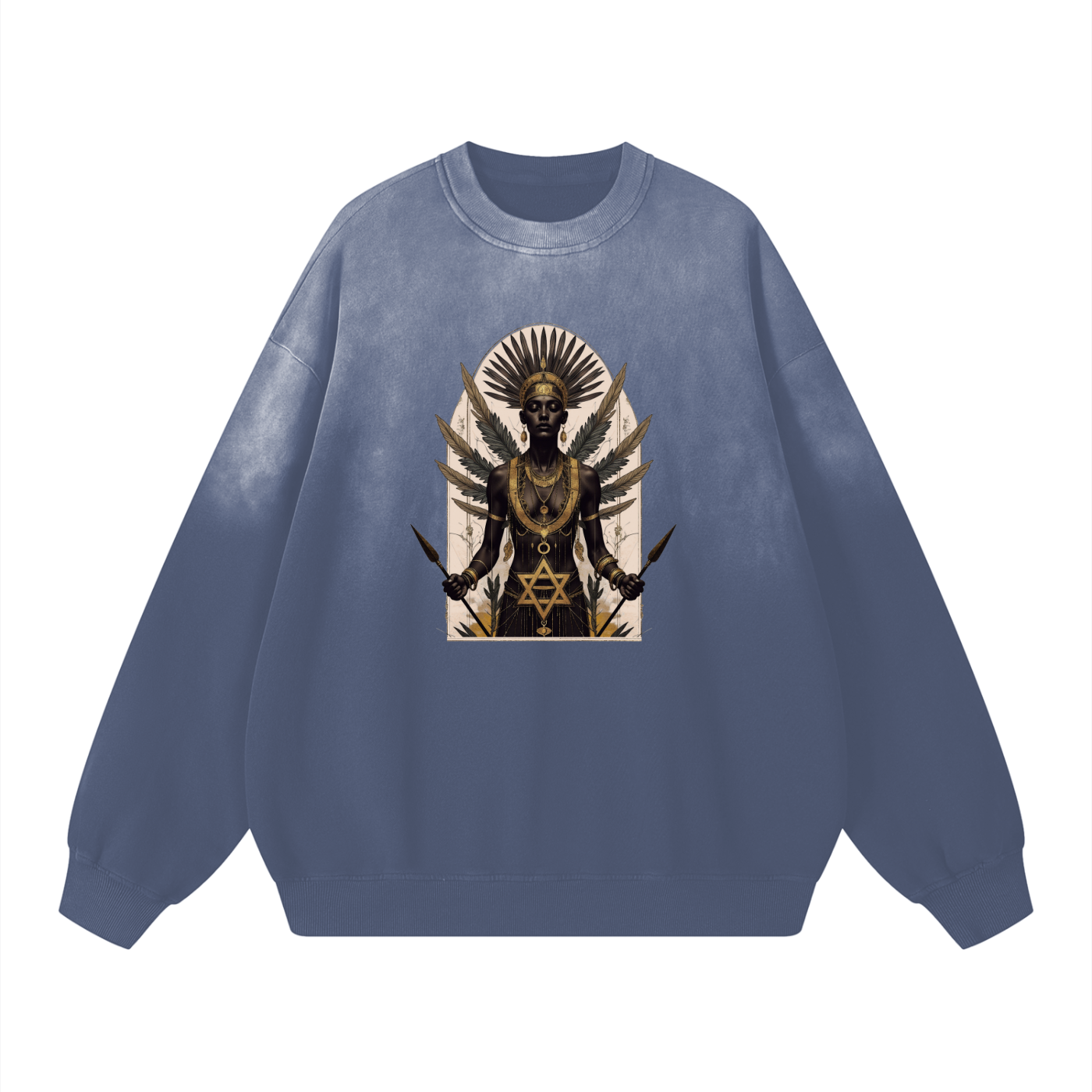 Amaru Khan Stars Handcrafted Vintage Wash Drop-Shoulder Sweatshirt