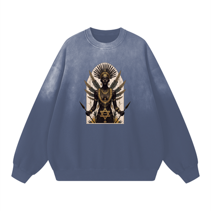 Amaru Khan Stars Handcrafted Vintage Wash Drop-Shoulder Sweatshirt