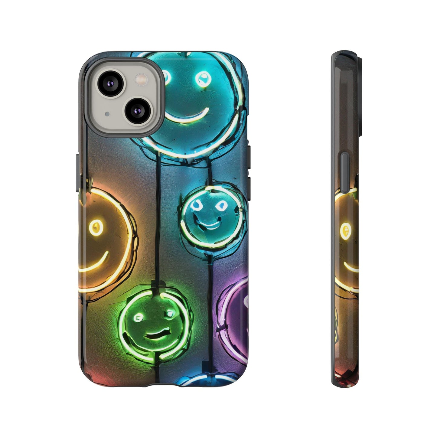 Colorful Neon Smiley Face Phone Case - Tough & Stylish Protection