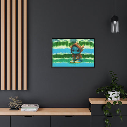 Baby Dragon Jam Aqua Matte Canvas with Black Frame