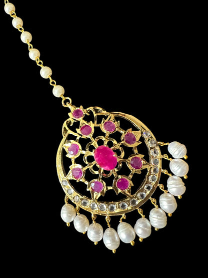 DJTK304 Naira tika in fresh water pearls  - RUBY ( READY TO SHIP )