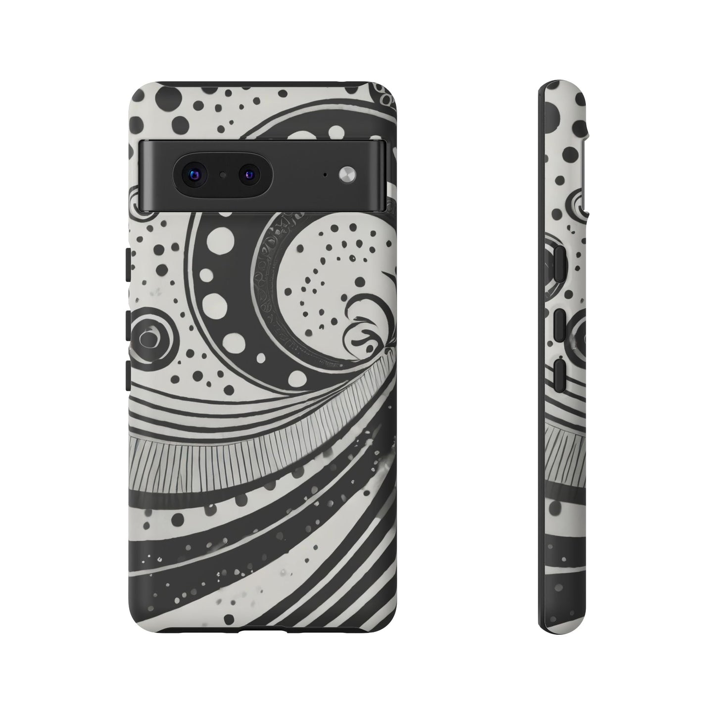 Artistic Black & White Swirl Tough Phone Case