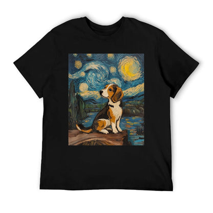 Beagle Dog - Van Gogh Style - Starry Night Graphic T-Shirt