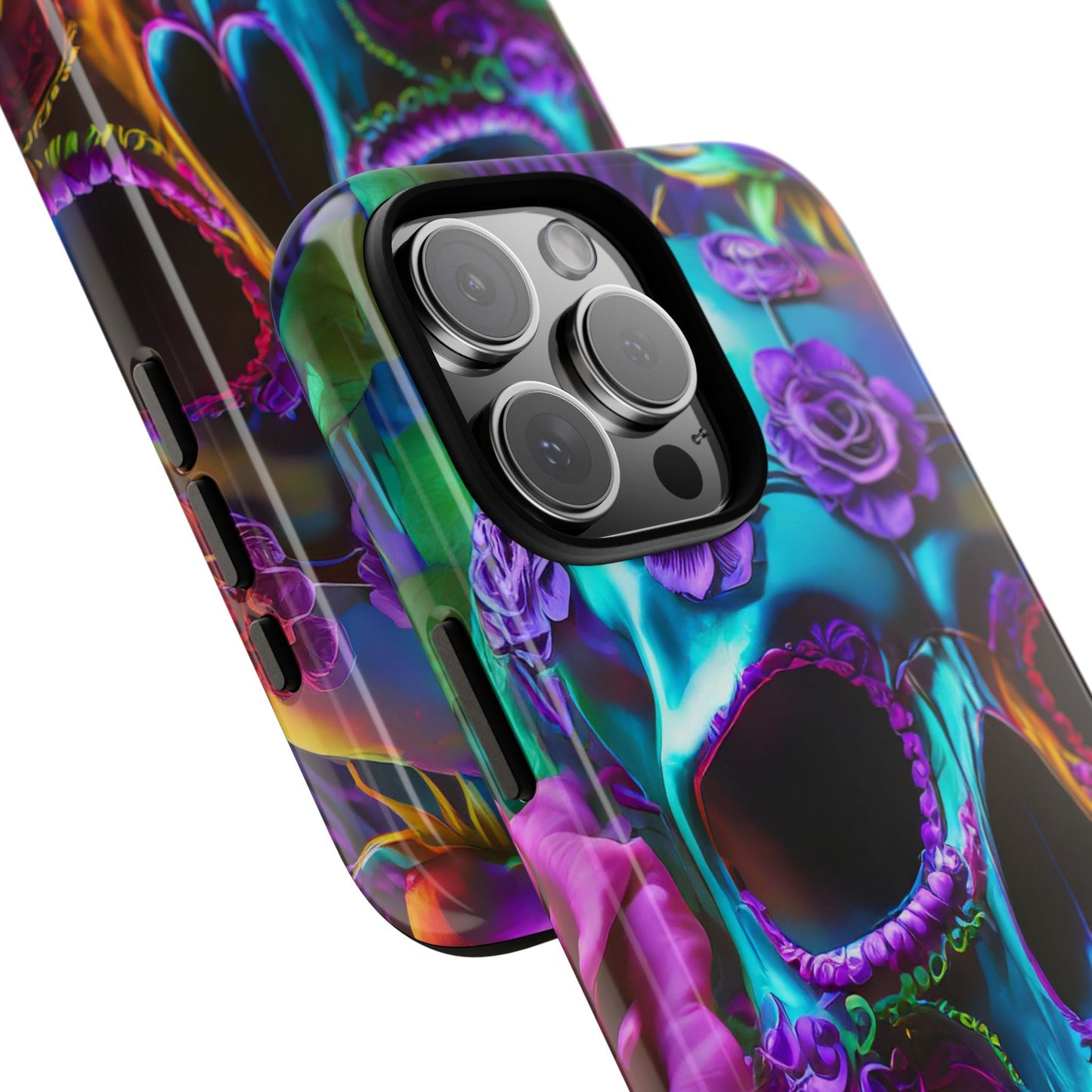 Neon Skull and Roses Vibrant Tough Phone Case