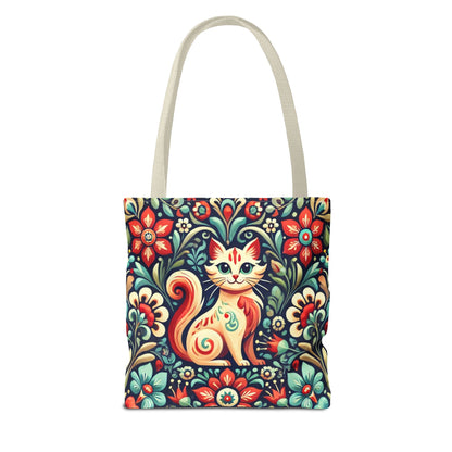 Orange Cat Folk Art Tote Bag