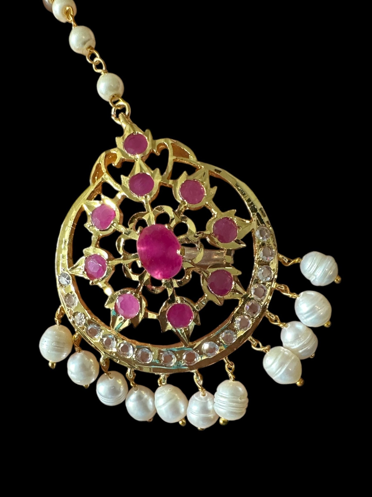 DJTK304 Naira tika in fresh water pearls  - RUBY ( READY TO SHIP )