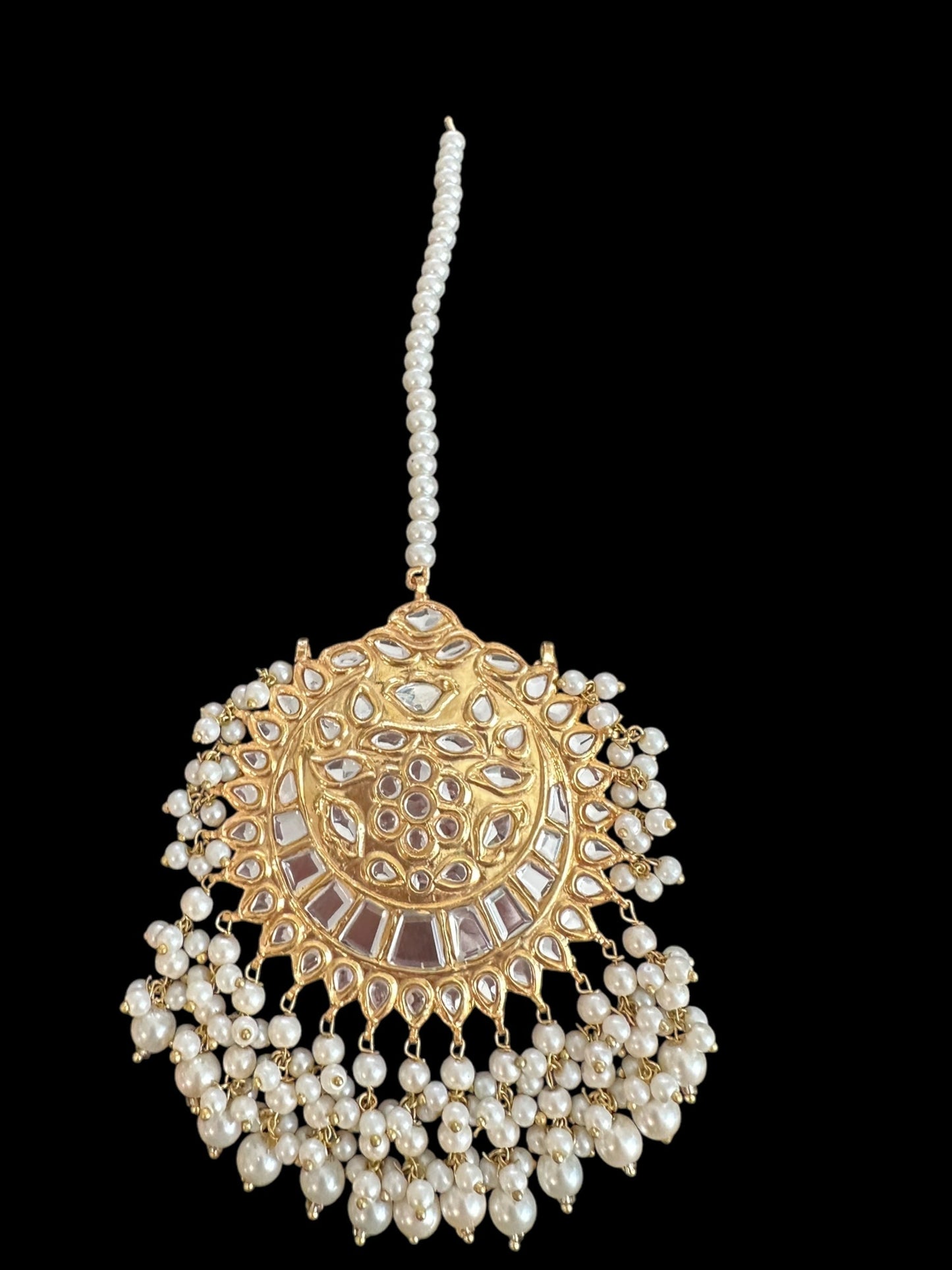 JTK34 kundan jhoomar tika with pearls ( READY TO SHIP )