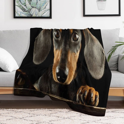 Dachshund Dog Photo Portrait Throw Blanket