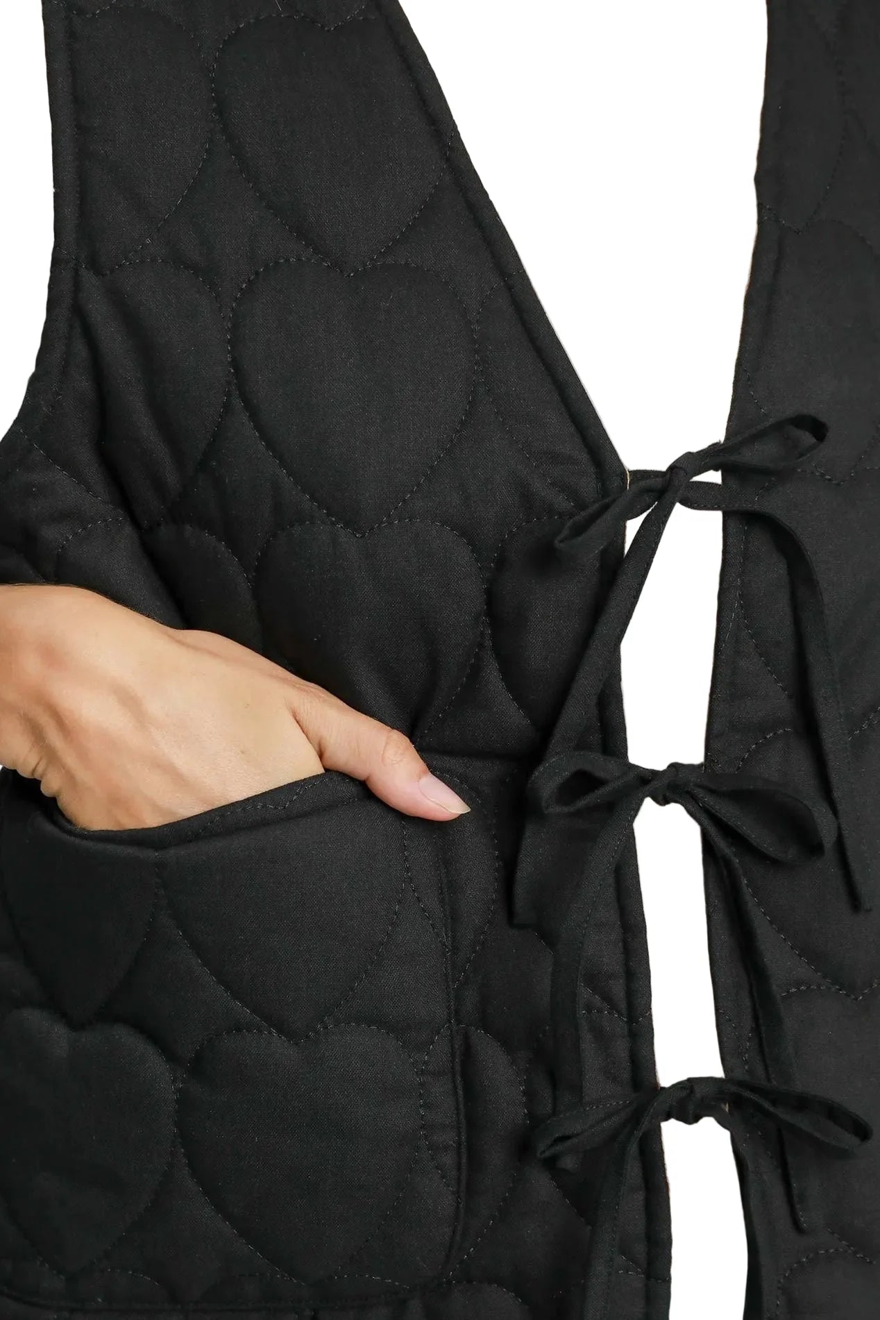 Heart Quilted Tie-Front Vest