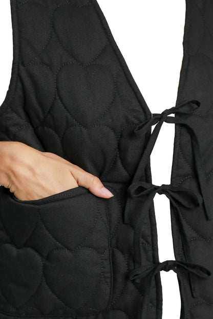 Heart Quilted Tie-Front Vest